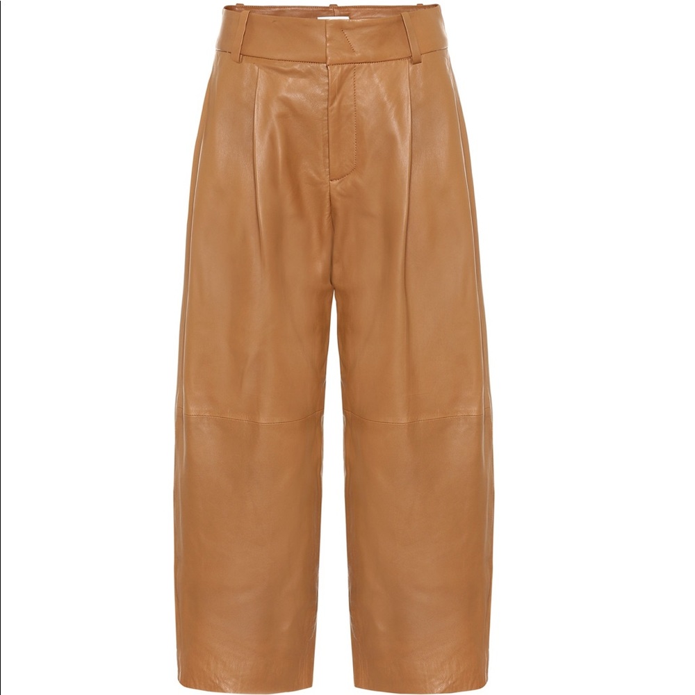 Vince cropped wide-leg leather pants in gorgeous camel color
